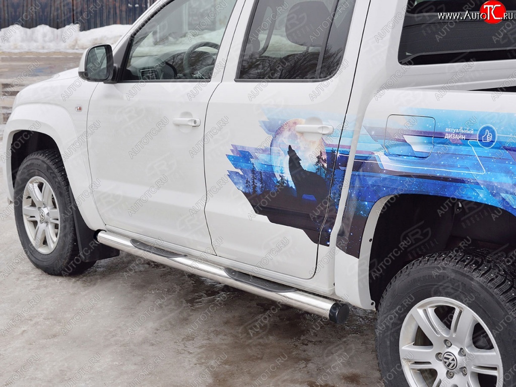 22 549 р. Пороги труба d76 с накладкой (v2) SLITKOFF  Volkswagen Amarok (2016-2022) рестайлинг  с доставкой в г. Кемерово