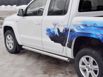 Пороги труба d76 (v3) SLITKOFF Volkswagen Amarok (2016-2022) рестайлинг