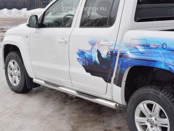 24 549 р. Пороги труба d76 с накладкой (v3) SLITKOFF  Volkswagen Amarok (2016-2022) рестайлинг  с доставкой в г. Кемерово. Увеличить фотографию 2