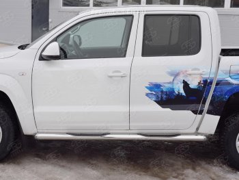 24 549 р. Пороги труба d76 с накладкой (v3) SLITKOFF  Volkswagen Amarok (2016-2022) рестайлинг  с доставкой в г. Кемерово. Увеличить фотографию 3