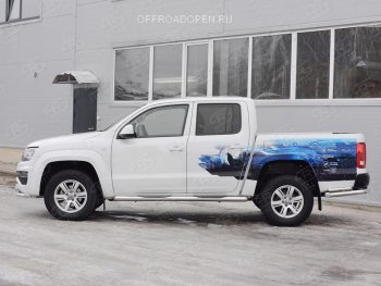 Пороги труба d76 с накладкой (v3) SLITKOFF Volkswagen Amarok (2016-2022) рестайлинг