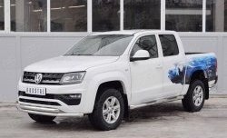 18 549 р. Защита переднего бампера (2 трубыØ63 мм, нержавейка) SLITKOFF  Volkswagen Amarok (2016-2022) рестайлинг  с доставкой в г. Кемерово. Увеличить фотографию 2