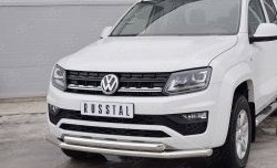 18 549 р. Защита переднего бампера (2 трубыØ63 мм, нержавейка) SLITKOFF  Volkswagen Amarok (2016-2022) рестайлинг  с доставкой в г. Кемерово. Увеличить фотографию 3