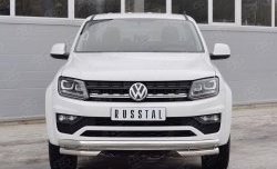 17 849 р. Защита переднего бампера (Ø63 мм с углами, нержавейка) SLITKOFF  Volkswagen Amarok (2016-2022) рестайлинг  с доставкой в г. Кемерово. Увеличить фотографию 1