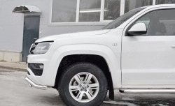 15 799 р. Защита переднего бампера (2 трубы Ø63 и 75х42 мм, нержавейка) Russtal Volkswagen Amarok рестайлинг (2016-2022)  с доставкой в г. Кемерово. Увеличить фотографию 4