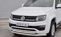19 999 р. Защита переднего бампера (2 трубыØ76 и 63 мм, нержавейка) SLITKOFF  Volkswagen Amarok (2016-2022) рестайлинг  с доставкой в г. Кемерово. Увеличить фотографию 3