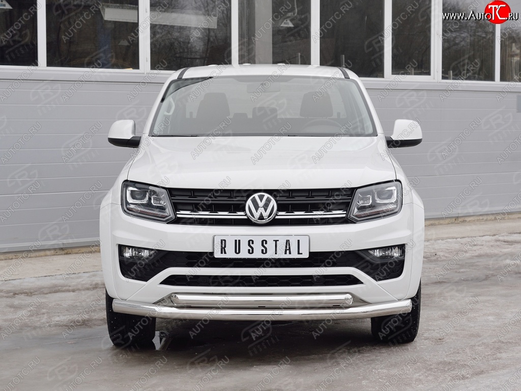 19 999 р. Защита переднего бампера (2 трубыØ76 и 63 мм, нержавейка) SLITKOFF  Volkswagen Amarok (2016-2022) рестайлинг  с доставкой в г. Кемерово
