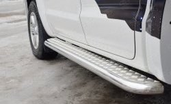 32 849 р. Порожки для ног (труба Ø63) SLITKOFF  Volkswagen Amarok (2016-2022) рестайлинг (лист - нержавейка, профиль - нержавейка)  с доставкой в г. Кемерово. Увеличить фотографию 2