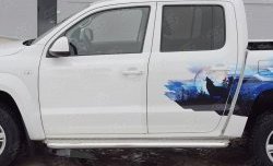 32 849 р. Порожки для ног (труба Ø63) SLITKOFF  Volkswagen Amarok (2016-2022) рестайлинг (лист - нержавейка, профиль - нержавейка)  с доставкой в г. Кемерово. Увеличить фотографию 4