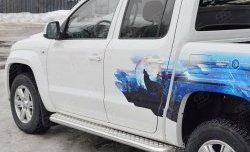 Порожки для ног (труба Ø63) SLITKOFF Volkswagen Amarok (2016-2022) рестайлинг (лист - нержавейка, профиль - нержавейка)