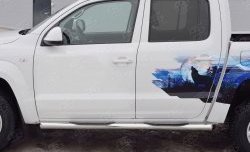 24 549 р. Защита порогов с пластиковыми вставками для ног из круглой трубы диаметром 76 мм SLITKOFF  Volkswagen Amarok (2016-2022) рестайлинг  с доставкой в г. Кемерово. Увеличить фотографию 4