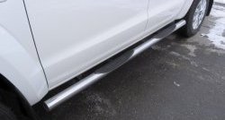 Защита порогов с пластиковыми вставками для ног из круглой трубы диаметром 76 мм Slitkoff Volkswagen Amarok (2016-2022) рестайлинг
