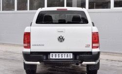 Защита заднего бампера (2 трубы Ø63 и 42 мм уголки, нержавейка) SLITKOFF Volkswagen Amarok (2016-2022) рестайлинг