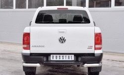 Защита заднего бампера (2 трубы Ø76 и 42 мм уголки, нержавейка) SLITKOFF Volkswagen Amarok (2016-2022) рестайлинг