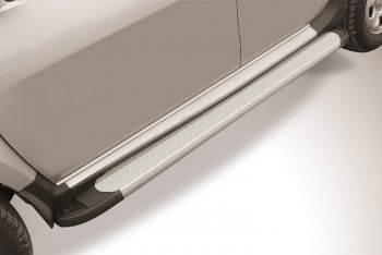 Пороги алюминиевые Slitkoff Volkswagen Amarok (2009-2016) дорестайлинг (Optima Silver)