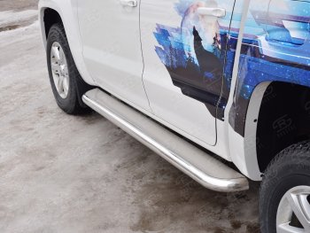 43 999 р. Широкая защита порогов с трубой диаметром 63 мм SLITKOFF v3 Volkswagen Amarok дорестайлинг (2009-2016)  с доставкой в г. Кемерово. Увеличить фотографию 3
