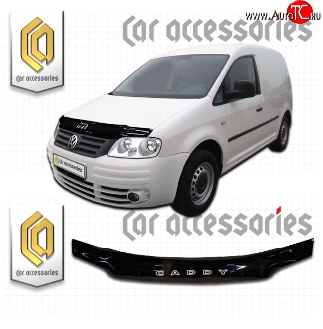 2 159 р. Дефлектор капота CA Plastic  Volkswagen Caddy  2K (2003-2010) дорестайлинг (Classic черный, Без надписи)  с доставкой в г. Кемерово