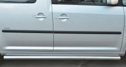 79 999 р. Защита порогов из круглой трубы диаметром 63 мм (рестайлинг) Russtal Volkswagen Caddy 2K дорестайлинг (2003-2010) (Защита порогов с со скосами на торцах (вариант 1))  с доставкой в г. Кемерово. Увеличить фотографию 5