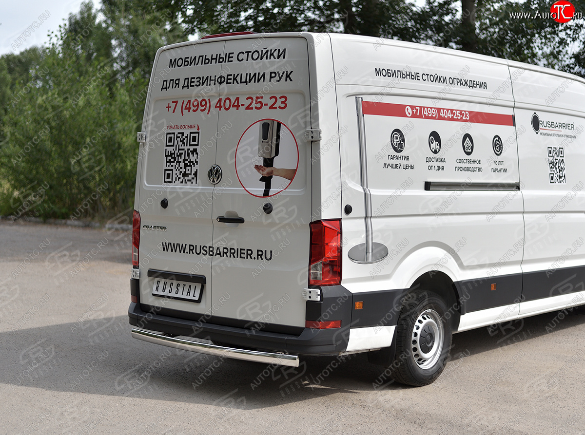 16 299 р. Защита заднего бампера (Ø75х42 мм, нержавейка) Russtal Volkswagen Crafter 2 (2017-2025)  с доставкой в г. Кемерово