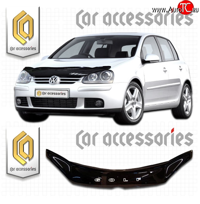 2 299 р. Дефлектор капота CA-Plastic  Volkswagen Golf  5 (2003-2009) универсал, хэтчбэк (Classic черный, Без надписи)  с доставкой в г. Кемерово