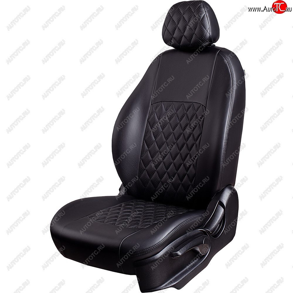7 199 р. Чехлы для сидений Lord Autofashion Турин Ромб (экокожа, спинка 60/40, подлокотник, отдельный бок, 2 Г-образных подголовника)  Volkswagen Passat ( B5,  B5.5) (1996-2005) универсал дорестайлинг, универсал рестайлинг (Черный, вставка черная, строчка черная)  с доставкой в г. Кемерово