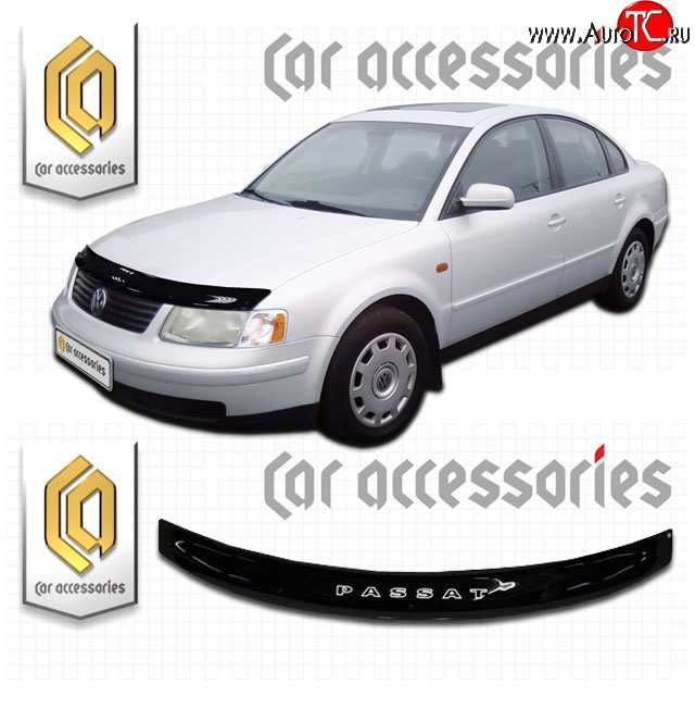 1 999 р. Дефлектор капота CA Plastic  Volkswagen Passat  B5 (1996-2000) седан дорестайлинг, универсал дорестайлинг (Classic черный, Без надписи)  с доставкой в г. Кемерово