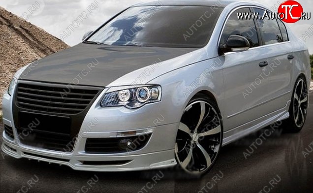 7 799 р. Накладка на передний бампер CT Volkswagen Passat B6 седан (2005-2011) (Неокрашенная)  с доставкой в г. Кемерово