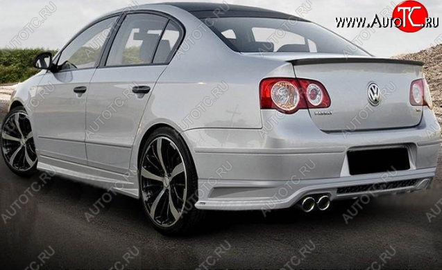 7 799 р. Накладка на задний бампер CT Volkswagen Passat B6 седан (2005-2011) (Неокрашенная)  с доставкой в г. Кемерово