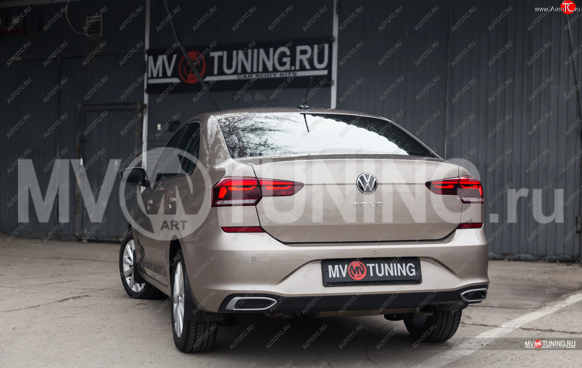 5 149 р. Имитация насадок глушителя MV-Tuning  Volkswagen Polo  Mk6 (2020-2022) лифтбек (SPACE GRAY (серый глянец))  с доставкой в г. Кемерово