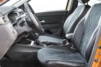 Чехлы для сидений Seintex Ромб Алькантара (40/60, airbag) Volkswagen Polo  5 (2009-2015) седан дорестайлинг (Цвет: черный)