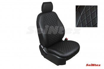 7 549 р. Чехлы для сидений Seintex Ромб (экокожа, 40/60, airbag)  Volkswagen Polo  5 (2015-2020) седан рестайлинг (Спинка 40/60, цвет черный)  с доставкой в г. Кемерово. Увеличить фотографию 1