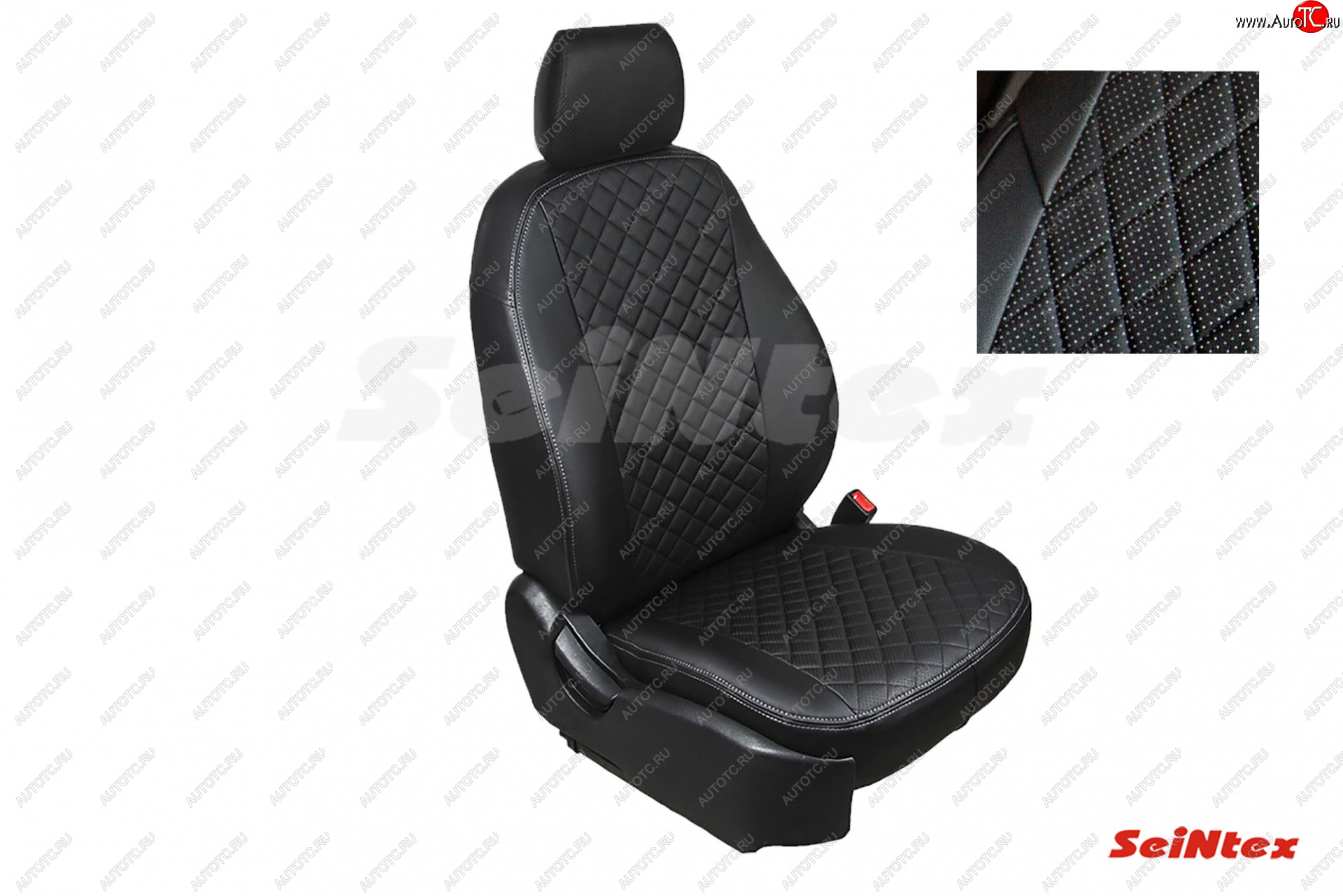 7 549 р. Чехлы для сидений Seintex Ромб (экокожа, 40/60, airbag)  Volkswagen Polo  5 (2015-2020) седан рестайлинг (Спинка 40/60, цвет черный)  с доставкой в г. Кемерово