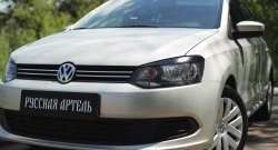 1 429 р. Реснички на фары RA  Volkswagen Polo  5 (2009-2015) хэтчбек дорестайлинг (Неокрашенные)  с доставкой в г. Кемерово. Увеличить фотографию 2