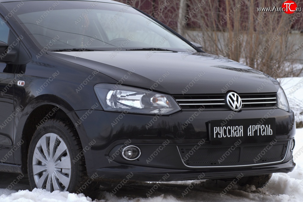 2 399 р. Защитная сетка решетки переднего бампера РА (Highline)  Volkswagen Polo  5 (2009-2015) хэтчбек дорестайлинг  с доставкой в г. Кемерово