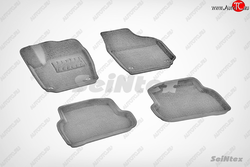 7 049 р. Износостойкие коврики в салон SeiNtex Premium 3D 4 шт. (ворсовые, серые)  Volkswagen Polo  5 (2009-2020) седан дорестайлинг, хэтчбек дорестайлинг, седан рестайлинг, хэтчбек рестайлинг  с доставкой в г. Кемерово