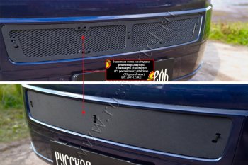 Защитная сетка и заглушка решетки переднего бампера (шагрень) RA Volkswagen Transporter  T5 (2009-2015) рестайлинг