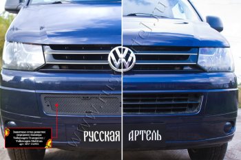 Защитная сетка решетки переднего бампера (шагрень) RА Volkswagen Transporter  T5 (2009-2015) рестайлинг