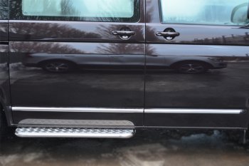 14 449 р. Широкая защита порогов с трубой d42 мм SLITKOFF v2  Volkswagen Transporter  T5 (2009-2015) рестайлинг  с доставкой в г. Кемерово. Увеличить фотографию 4