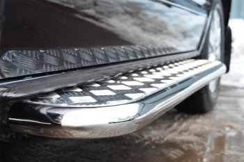 Широкая защита порогов с трубой d42 мм SLITKOFF v2 Volkswagen Transporter  T5 (2009-2015) рестайлинг
