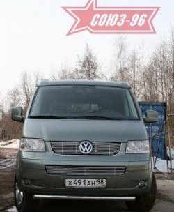 11 249 р. Защита переднего бампера одинарная Souz-96 (d60).  Volkswagen Transporter  T5 (2003-2009) дорестайлинг  с доставкой в г. Кемерово. Увеличить фотографию 3