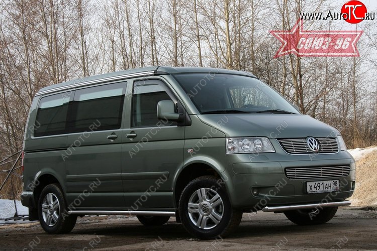 11 249 р. Защита переднего бампера одинарная Souz-96 (d60).  Volkswagen Transporter  T5 (2003-2009) дорестайлинг  с доставкой в г. Кемерово