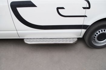 Широкая защита порогов с трубой d42 мм SLITKOFF v2 Volkswagen Transporter  T5 (2003-2009) дорестайлинг