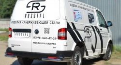 19 999 р. Защита заднего бампера (2 трубы Ø63 и 42 мм уголки, нержавейка) SLITKOFF  Volkswagen Transporter  T5 (2003-2009) дорестайлинг  с доставкой в г. Кемерово. Увеличить фотографию 4