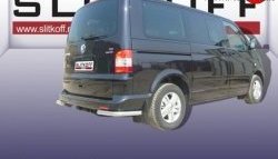 Защита заднего бампера из двух боковых уголков диаметром 57 мм Slitkoff Volkswagen Transporter  T5 (2003-2009) дорестайлинг