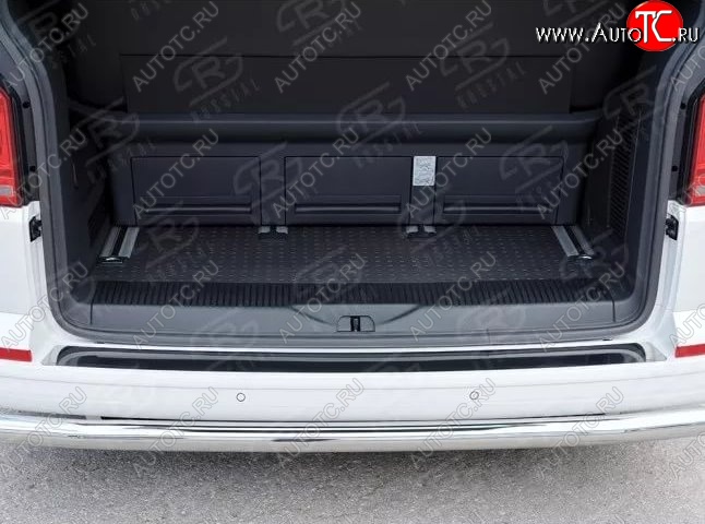 1 999 р. Накладка защитная на верхнюю часть заднего бампера Russtal Volkswagen Caravelle T6 дорестайлинг (2015-2019) (Нержавейка полированная)  с доставкой в г. Кемерово