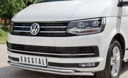 19 549 р. Защита переднего бампера (2 трубыØ42 мм, нержавейка) SLITKOFF Volkswagen Transporter T6 дорестайлинг (2015-2019)  с доставкой в г. Кемерово. Увеличить фотографию 3
