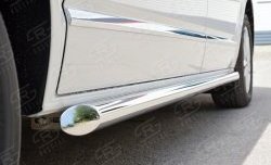 13 549 р. Защита порогов (левая сторона, длинная база, труба, d63 мм) SLITKOFF  Volkswagen Caravelle  T6 - Transporter  T6 (Скос на торцах 45°)  с доставкой в г. Кемерово. Увеличить фотографию 2