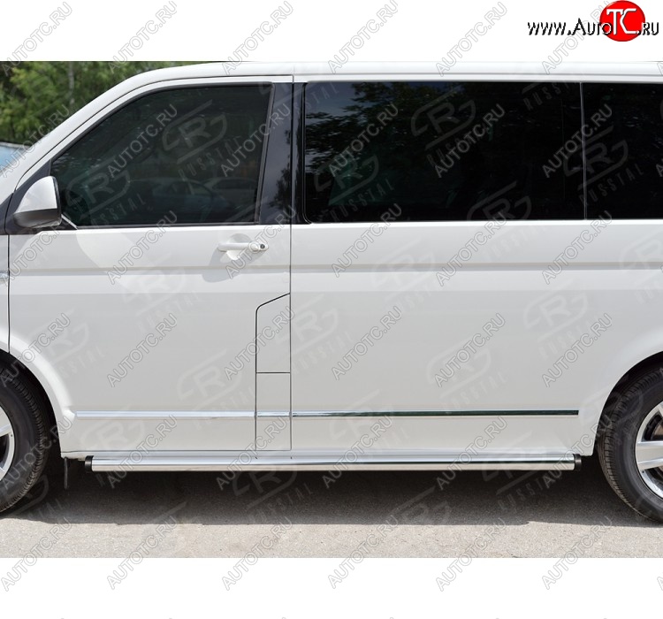 12 749 р. Правая защита порога SLITKOFF из круглой трубы диаметром 63 мм SLITKOFF  Volkswagen Caravelle  T6 - Transporter  T6  с доставкой в г. Кемерово