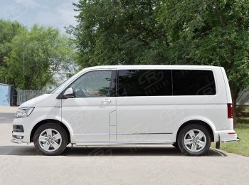 13 549 р. Правая защита порогов SLITKOFF из круглой трубы диаметром 63 мм v3 Volkswagen Multivan T6 дорестайлинг (2016-2019)  с доставкой в г. Кемерово. Увеличить фотографию 2
