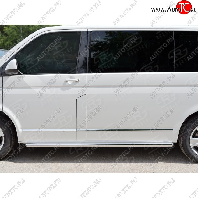 13 549 р. Правая защита порогов SLITKOFF из круглой трубы диаметром 63 мм v3 Volkswagen Multivan T6 дорестайлинг (2016-2019)  с доставкой в г. Кемерово